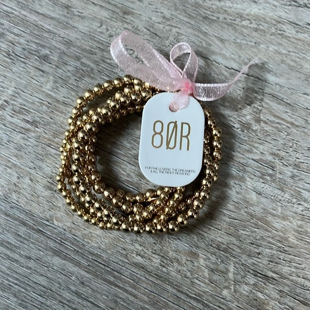 8 Other Reasons Set of 5 18K Gold Plated Stretch Bracelets - Picture 1 of 4
